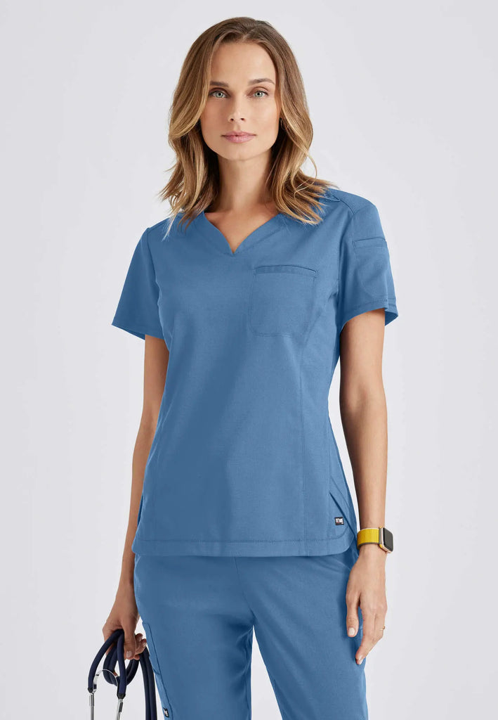 Barco Scrubs Women's Capri Tuck-in Top Ceil Blue | scrub-supply.com