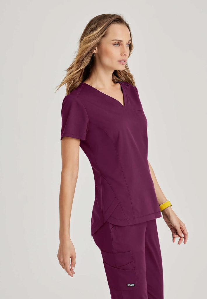 Barco Scrubs Women's Capri Tuck-in Top Wine | scrub-supply.com