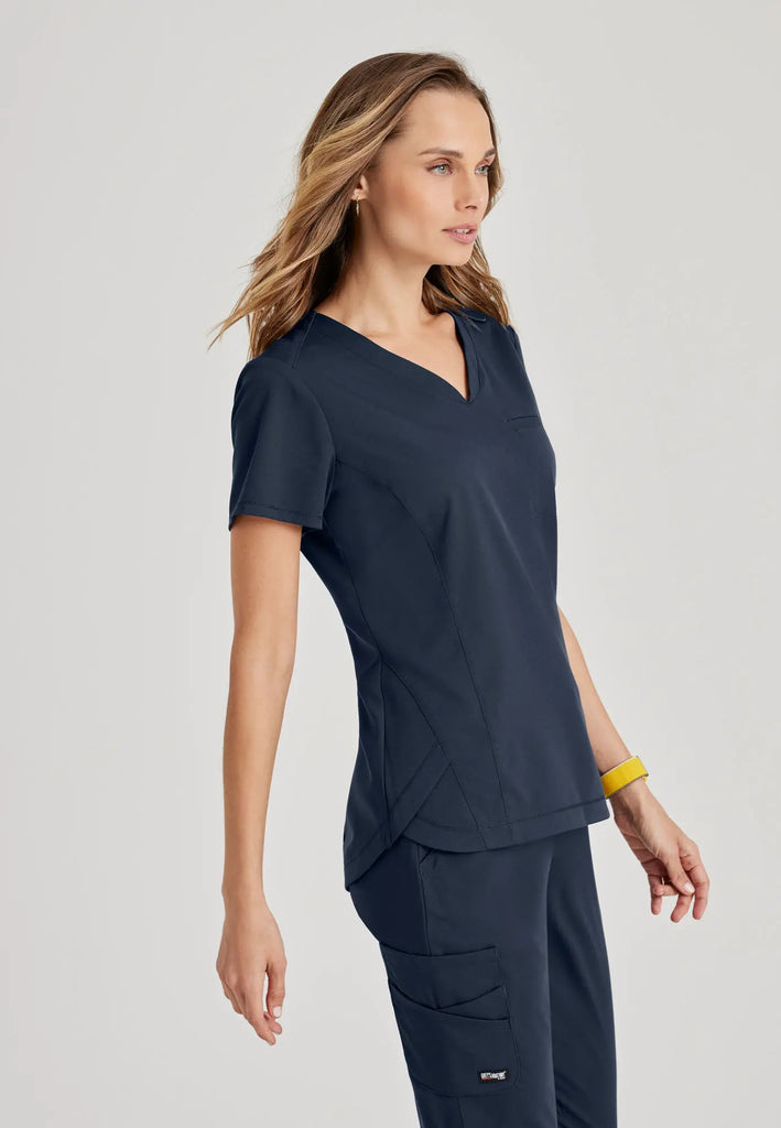 Barco Scrubs Women's Capri Tuck-in Top Steel | scrub-supply.com