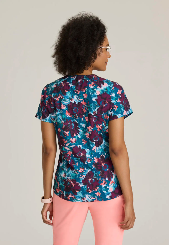 Barco Scrubs Women's Ella Print Top Spring Meadow | scrub-supply.com