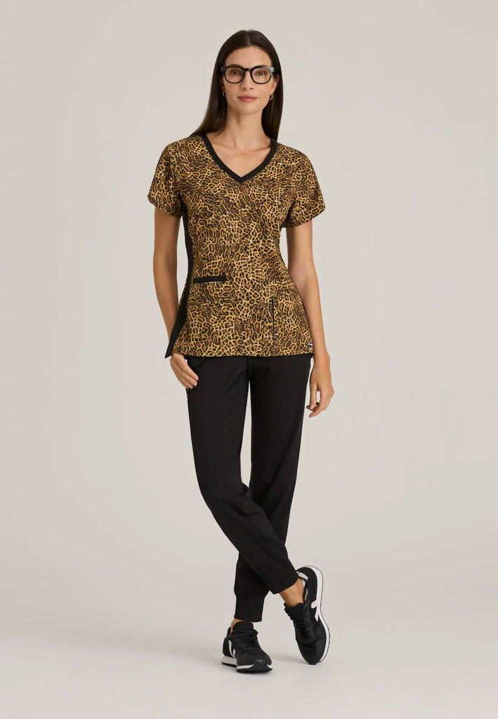 Barco Scrubs Women's Arie Print Top Wild Side | scrub-supply.com