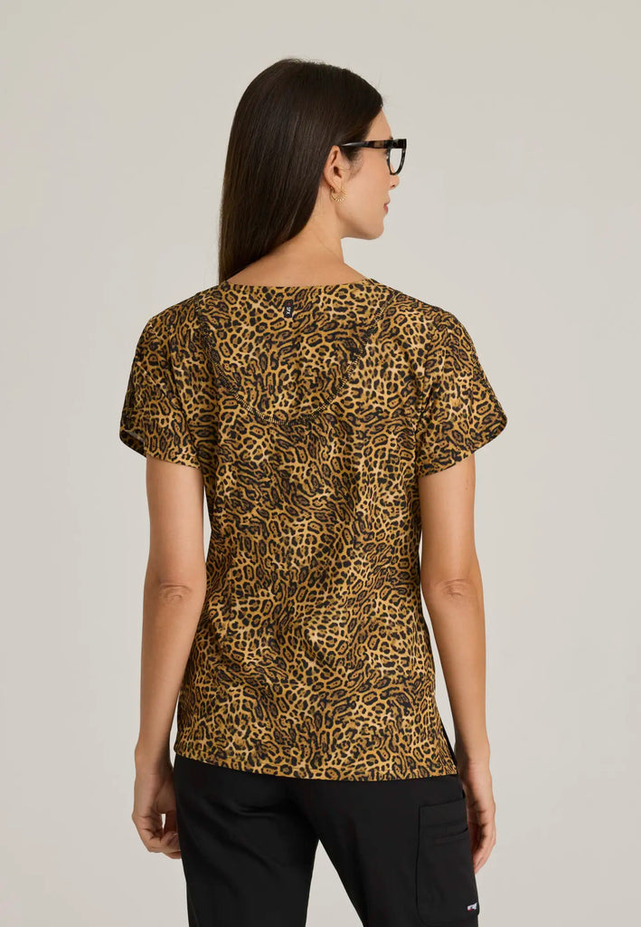 Barco Scrubs Women's Arie Print Top Wild Side | scrub-supply.com