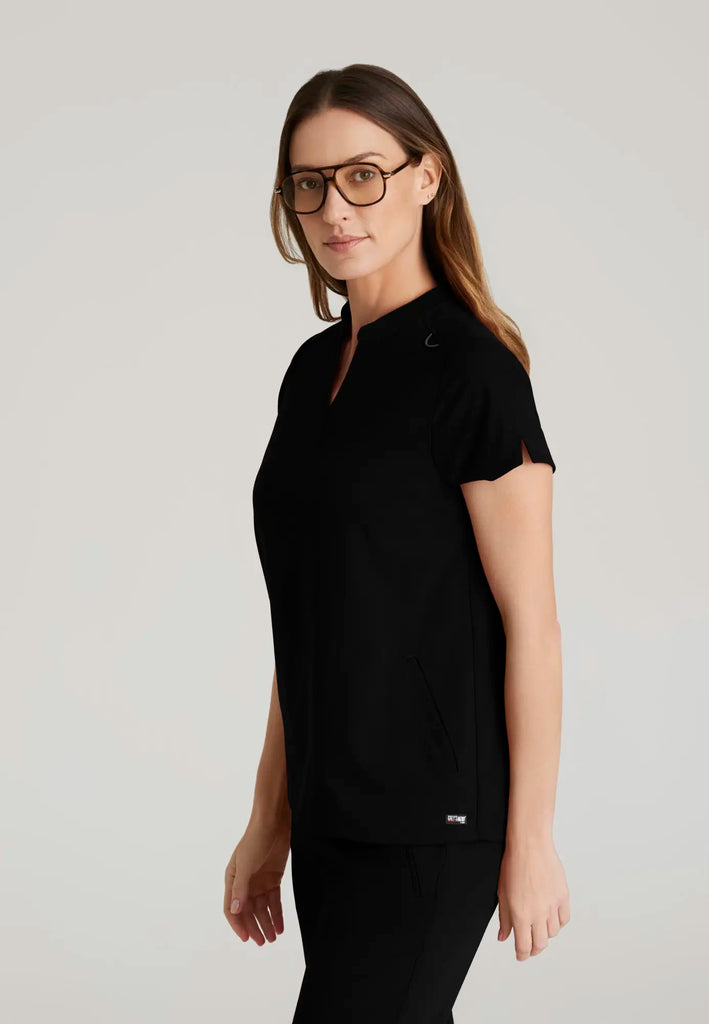 Barco Scrubs Women's Avery Print Top Black | scrub-supply.com