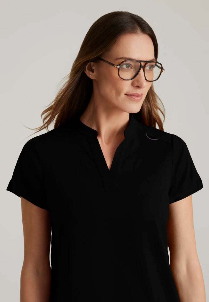 Barco Scrubs Women's Avery Print Top Black | scrub-supply.com