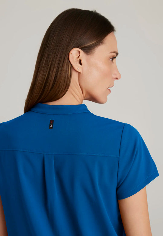 Barco Scrubs Women's Avery Print Top New Royal | scrub-supply.com