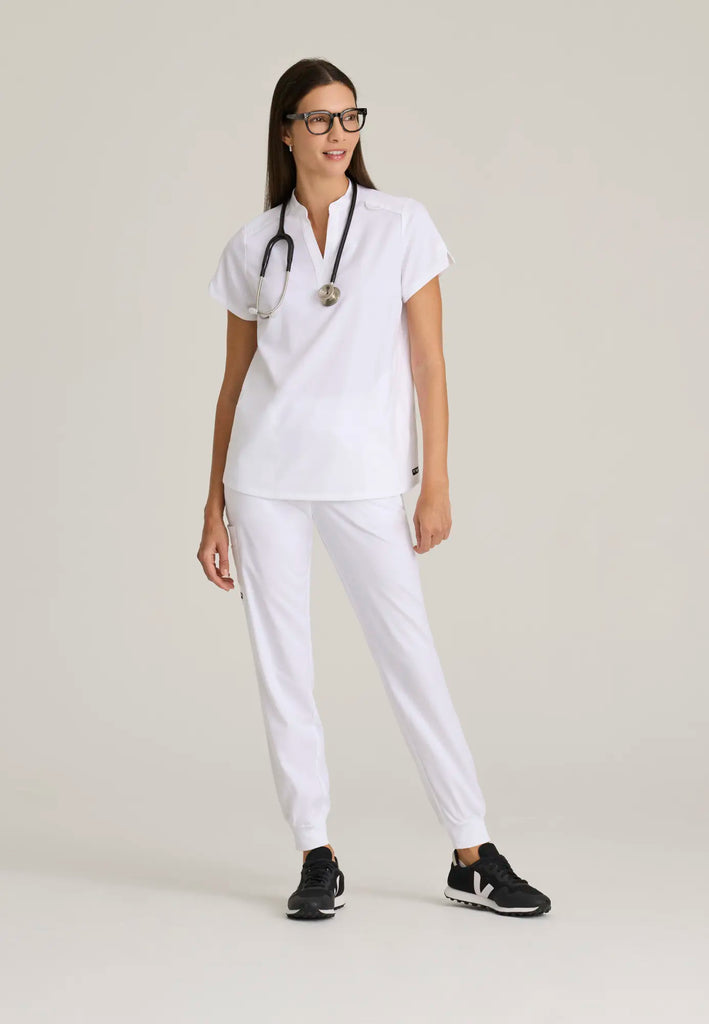 Grey's Anatomy by Barco Scrubs Women's Avery Print Top White | scrub-supply.com