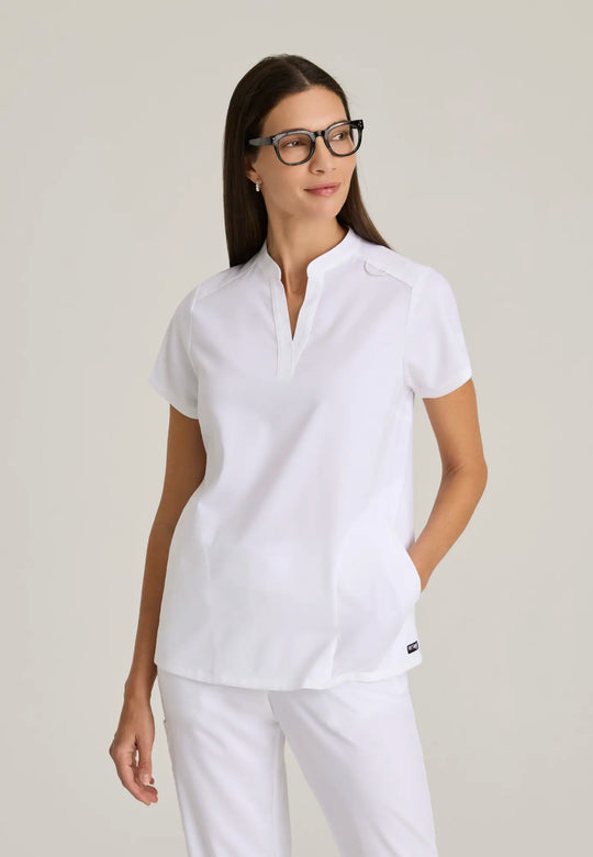 Grey's Anatomy by Barco Scrubs Women's Avery Print Top White | scrub-supply.com
