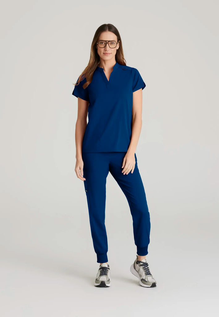 Barco Scrubs Women's Avery Print Top Indigo | scrub-supply.com