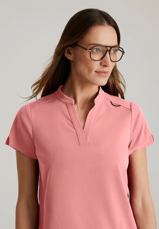 Grey's Anatomy by Barco Scrubs Women's Avery Print Top Bright Papaya | scrub-supply.com