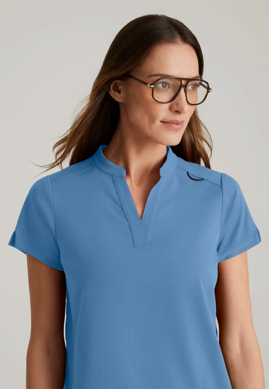 Grey's Anatomy by Barco Scrubs Women's Avery Print Top Ceil Blue | scrub-supply.com