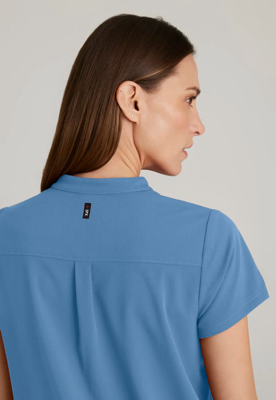 Grey's Anatomy by Barco Scrubs Women's Avery Print Top Ceil Blue | scrub-supply.com