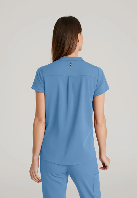 Grey's Anatomy by Barco Scrubs Women's Avery Print Top Ceil Blue | scrub-supply.com