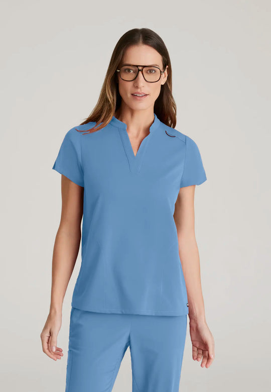 Grey's Anatomy by Barco Scrubs Women's Avery Print Top Ceil Blue | scrub-supply.com