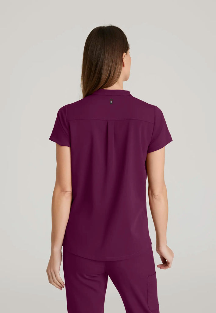 Barco Scrubs Women's Avery Print Top Wine | scrub-supply.com