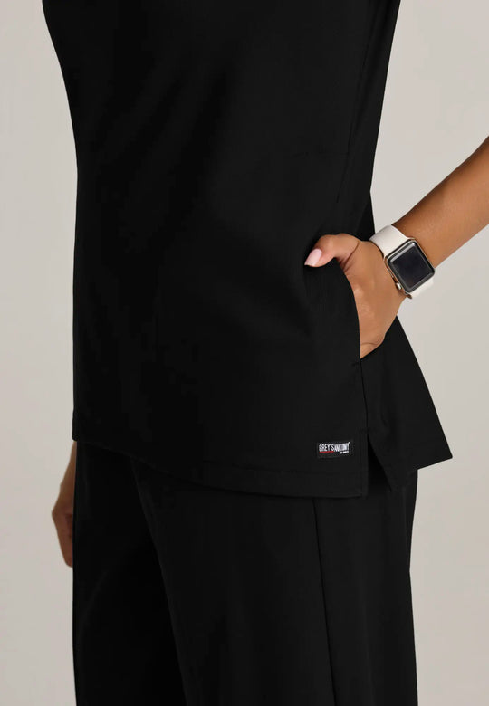 Grey's Anatomy by Barco Scrubs Women's Marisol Top Black | scrub-supply.com