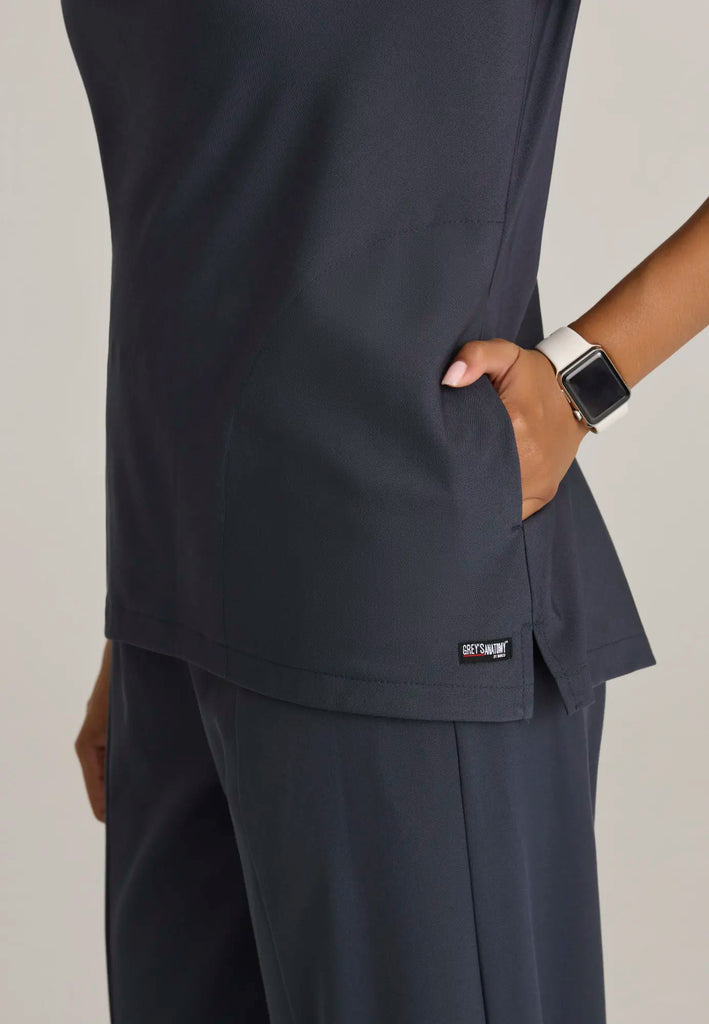 Grey's Anatomy by Barco Scrubs Women's Marisol Top Steel | scrub-supply.com