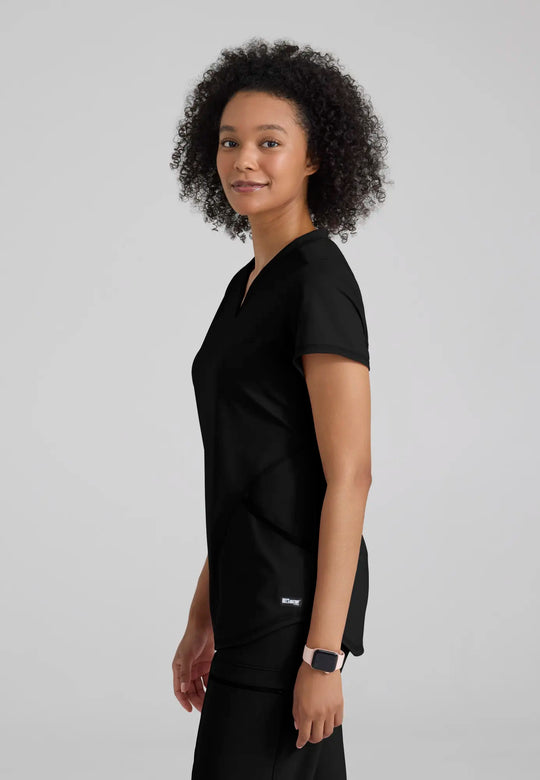 Barco Scrubs Women's Define Knit Top Black | scrub-supply.com