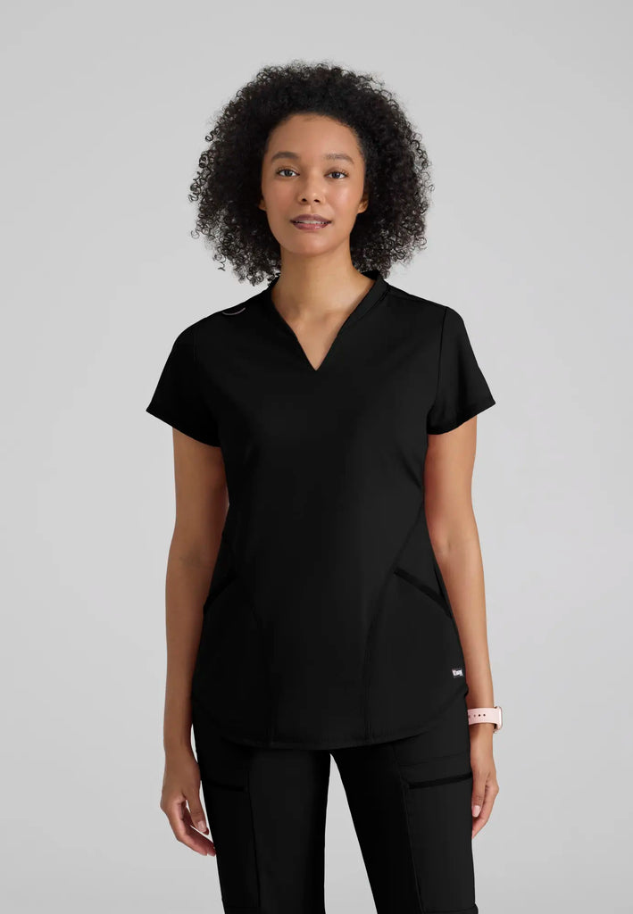 Barco Scrubs Women's Define Knit Top Black | scrub-supply.com