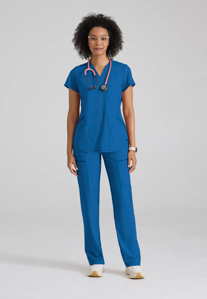 Barco Scrubs Women's Define Knit Top New Royal | scrub-supply.com