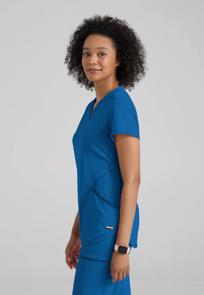 Barco Scrubs Women's Define Knit Top New Royal | scrub-supply.com