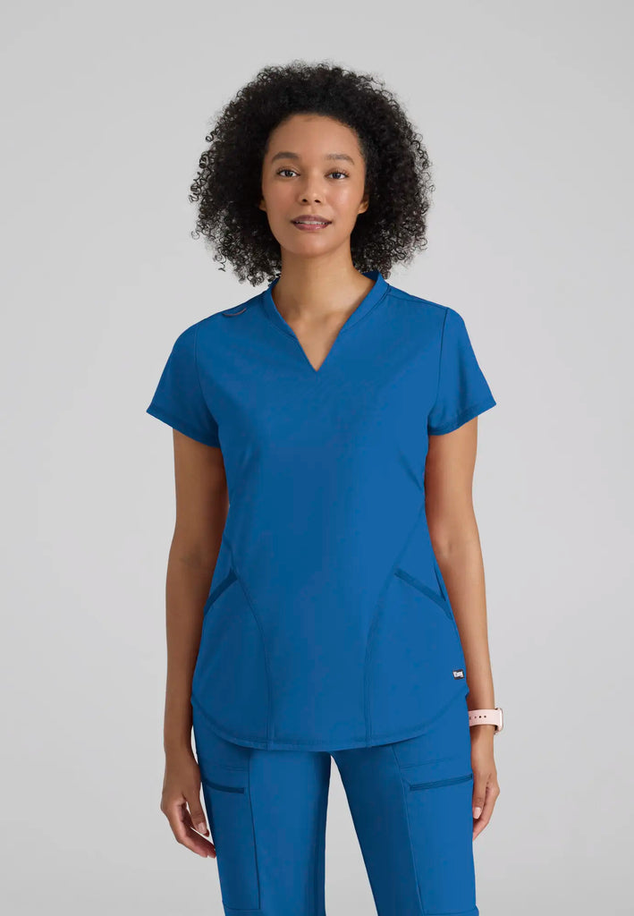 Barco Scrubs Women's Define Knit Top New Royal | scrub-supply.com