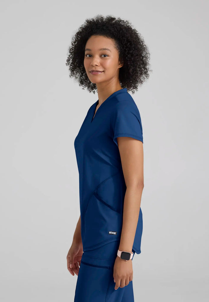 Barco Scrubs Women's Define Knit Top Indigo | scrub-supply.com