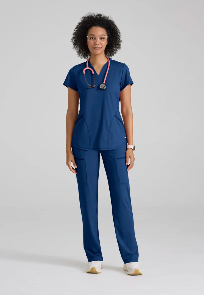 Barco Scrubs Women's Define Knit Top Indigo | scrub-supply.com