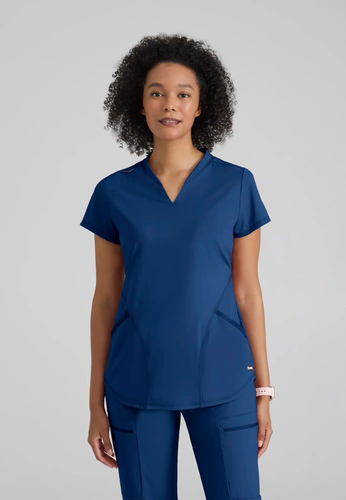 Barco Scrubs Women's Define Knit Top Indigo | scrub-supply.com