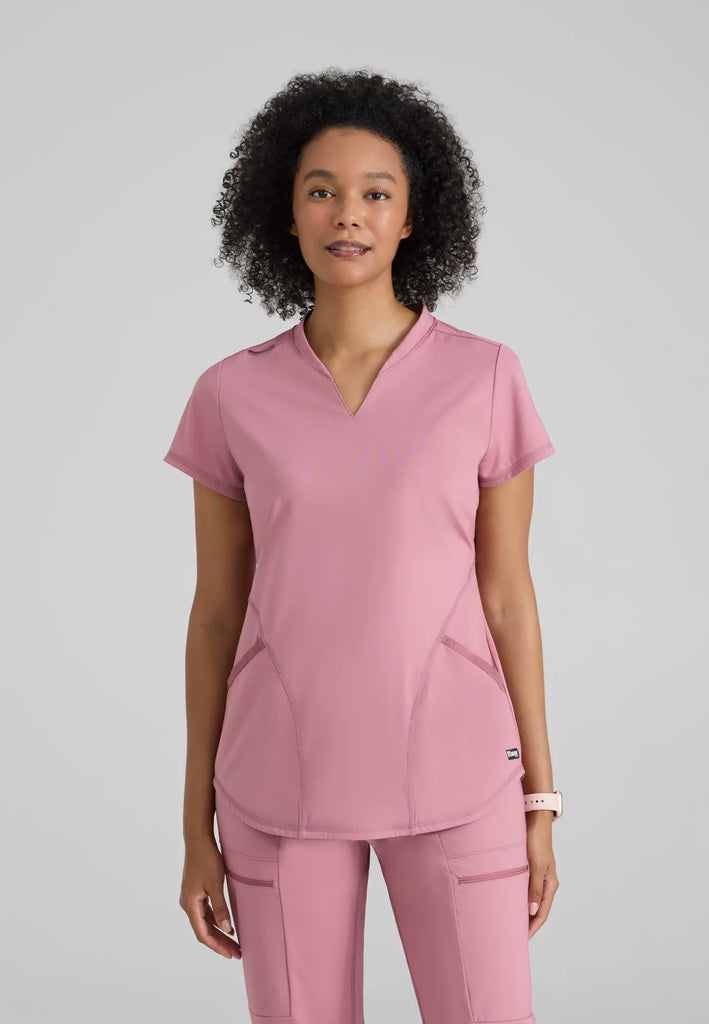 Barco Scrubs Women's Define Knit Top Canyon Pink | scrub-supply.com