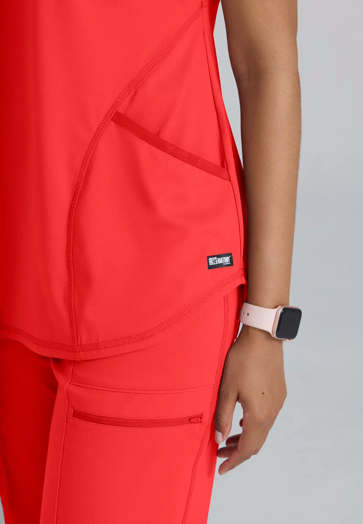 Grey's Anatomy by Barco Scrubs Women's Define Knit Top Radiant Coral | scrub-supply.com