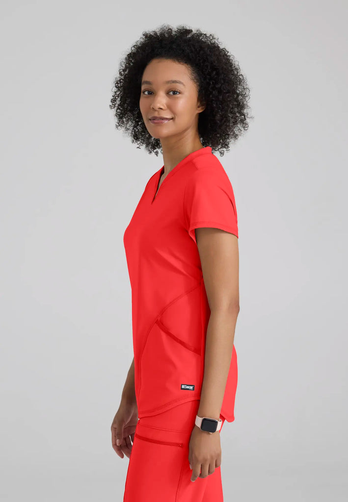 Grey's Anatomy by Barco Scrubs Women's Define Knit Top Radiant Coral | scrub-supply.com