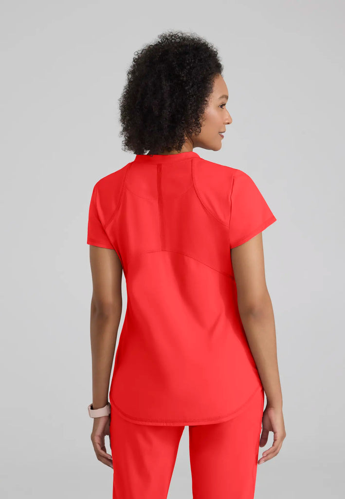 Grey's Anatomy by Barco Scrubs Women's Define Knit Top Radiant Coral | scrub-supply.com
