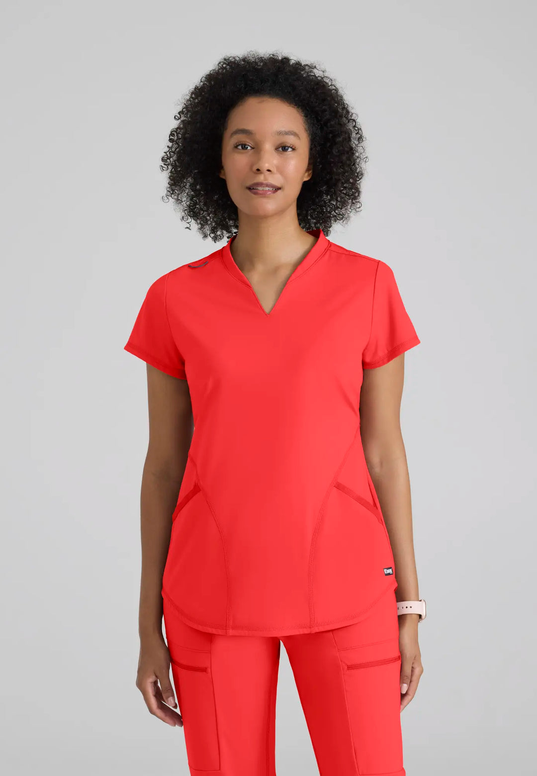 Grey's Anatomy by Barco Scrubs Women's Define Knit Top Radiant Coral | scrub-supply.com
