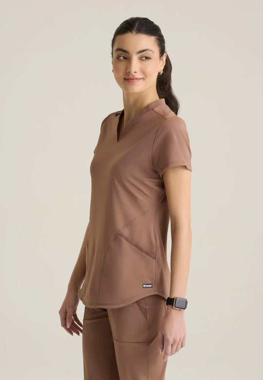 Grey's Anatomy by Barco Scrubs Women's Define Knit Top Brownstone | scrub-supply.com