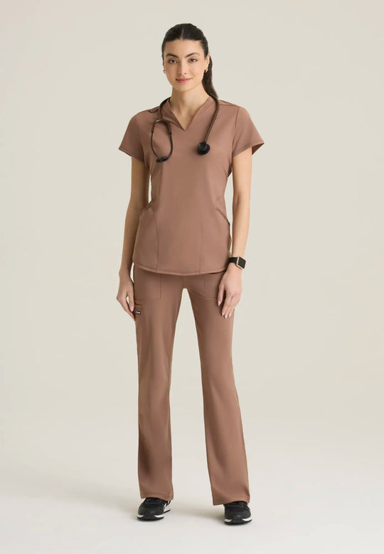 Grey's Anatomy by Barco Scrubs Women's Define Knit Top Brownstone | scrub-supply.com