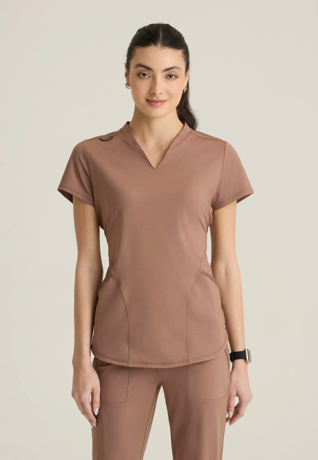 Grey's Anatomy by Barco Scrubs Women's Define Knit Top Brownstone | scrub-supply.com