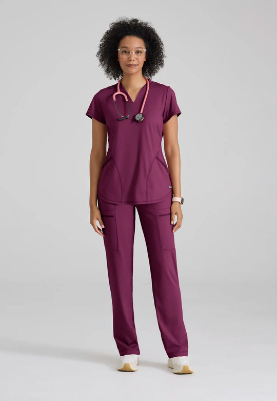 Grey's Anatomy by Barco Scrubs Women's Define Knit Top Wine | scrub-supply.com