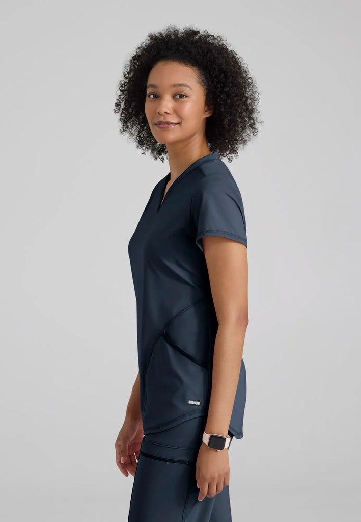 Barco Scrubs Women's Define Knit Top Steel | scrub-supply.com