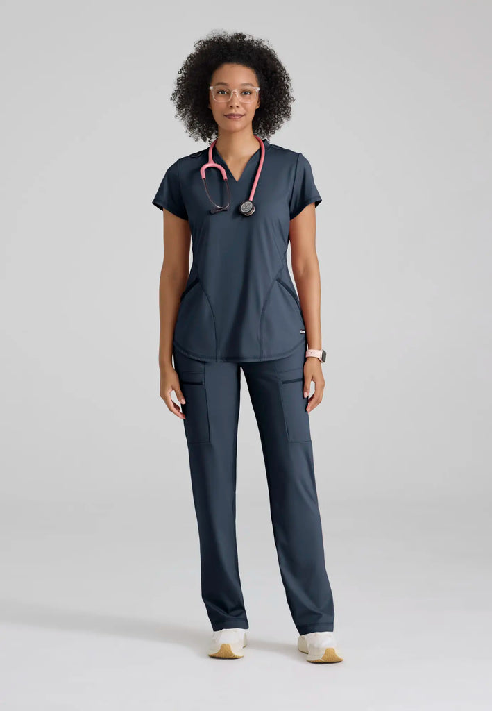 Barco Scrubs Women's Define Knit Top Steel | scrub-supply.com