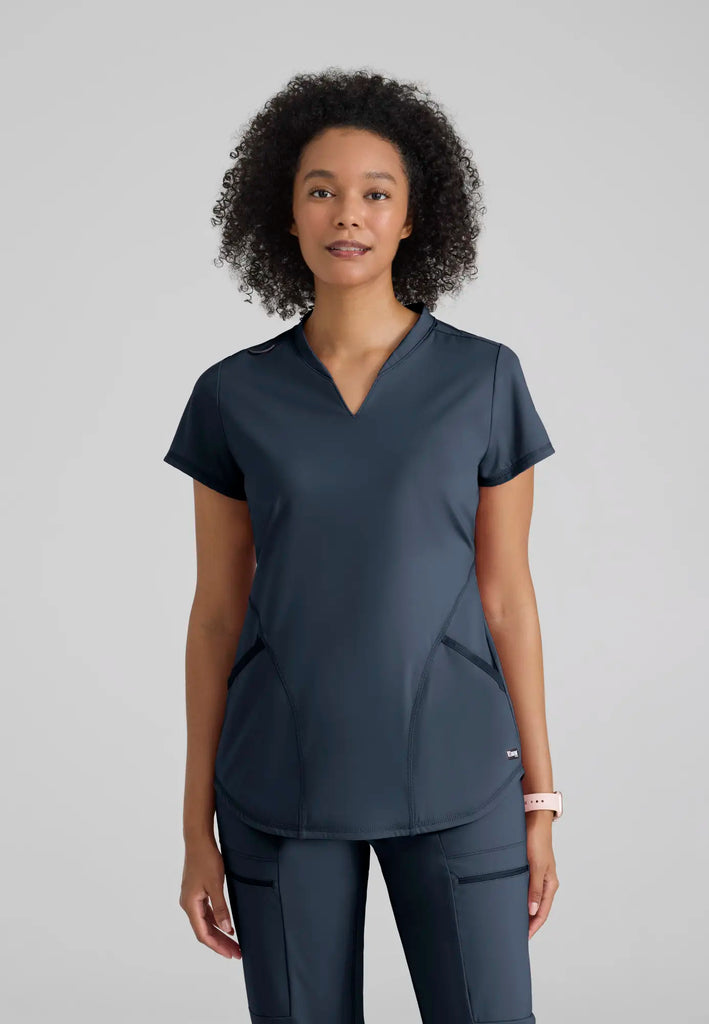 Barco Scrubs Women's Define Knit Top Steel | scrub-supply.com