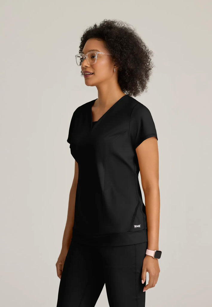 Barco Scrubs Women's Motivate Knit Top Black | scrub-supply.com