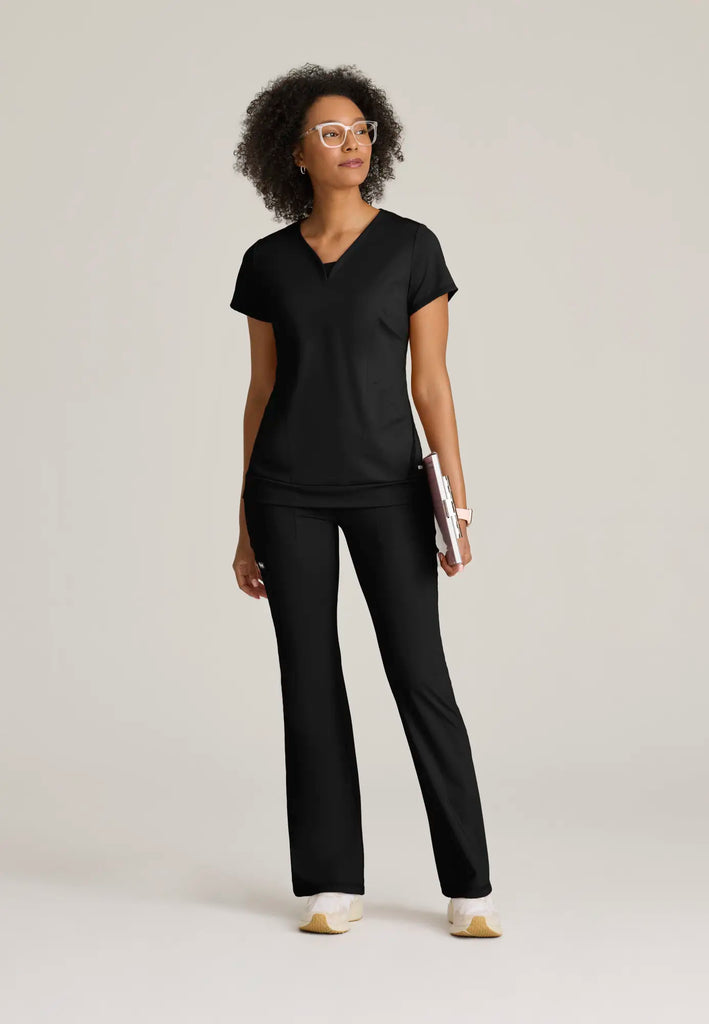 Barco Scrubs Women's Motivate Knit Top Black | scrub-supply.com