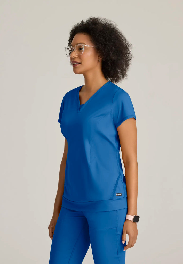 Barco Scrubs Women's Motivate Knit Top New Royal | scrub-supply.com