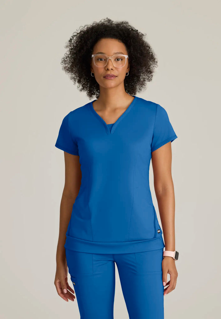 Barco Scrubs Women's Motivate Knit Top New Royal | scrub-supply.com