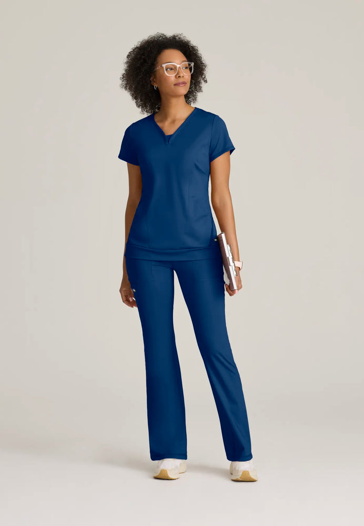 Barco Scrubs Women's Motivate Knit Top Indigo | scrub-supply.com