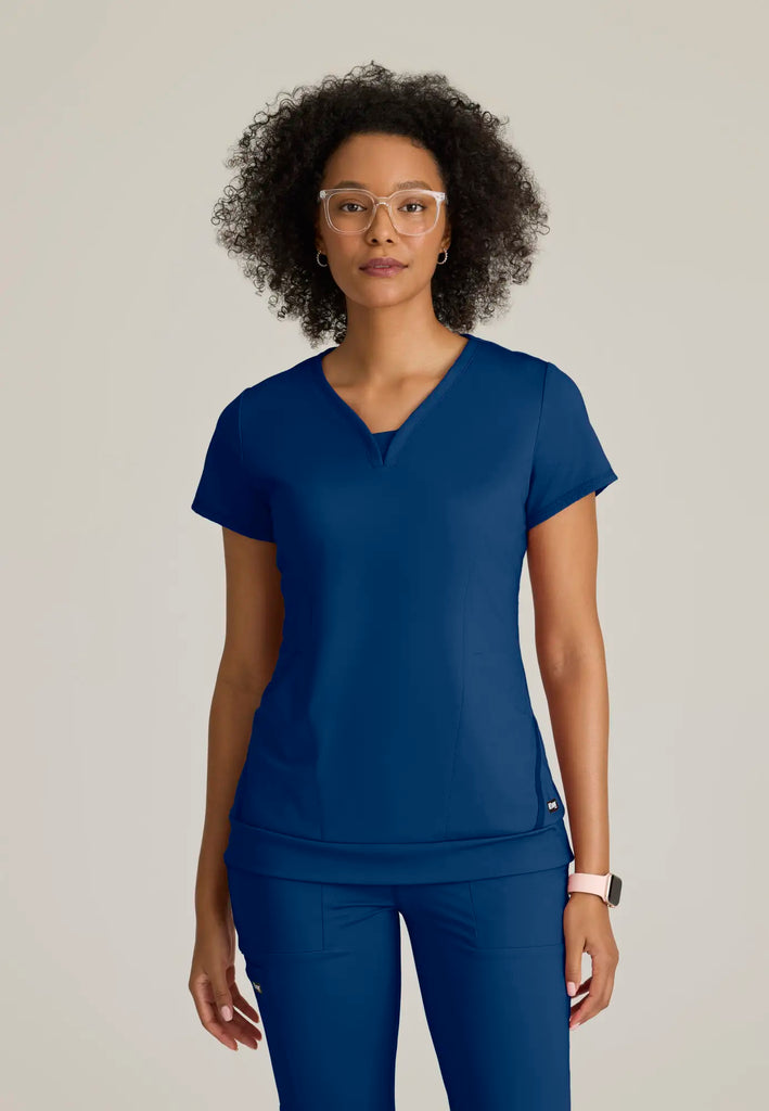 Barco Scrubs Women's Motivate Knit Top Indigo | scrub-supply.com