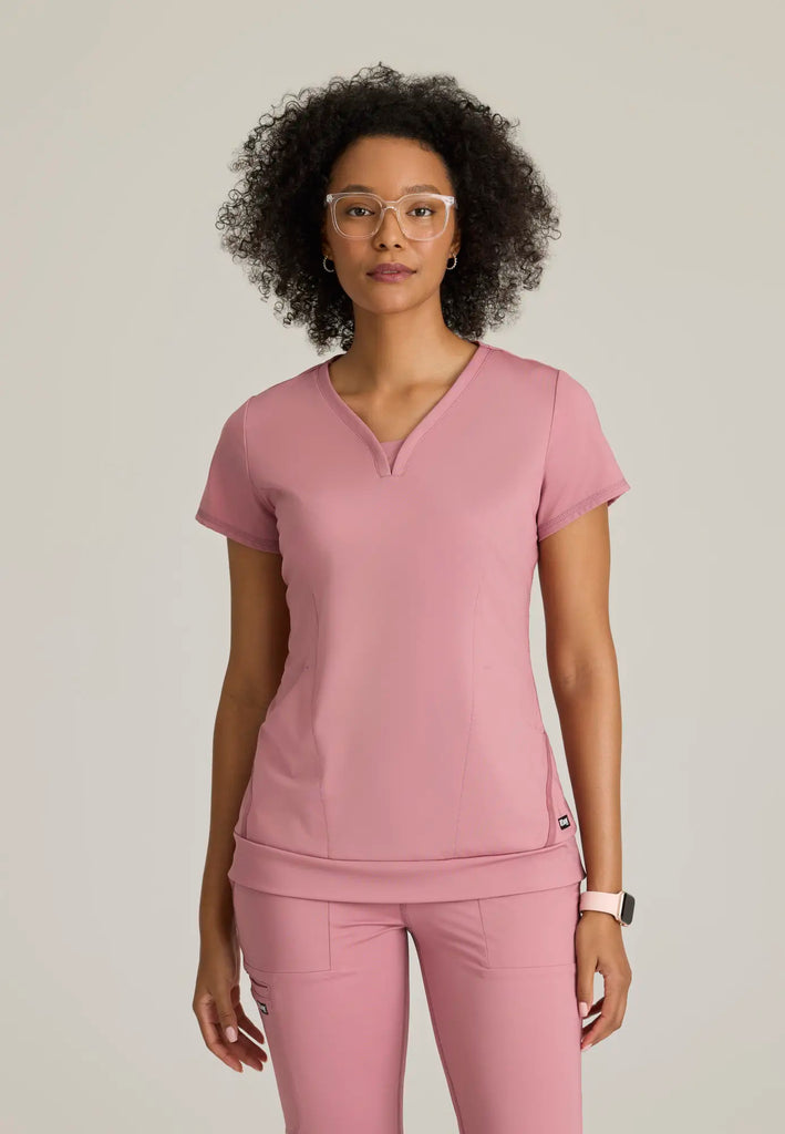 Barco Scrubs Women's Motivate Knit Top Canyon Pink | scrub-supply.com