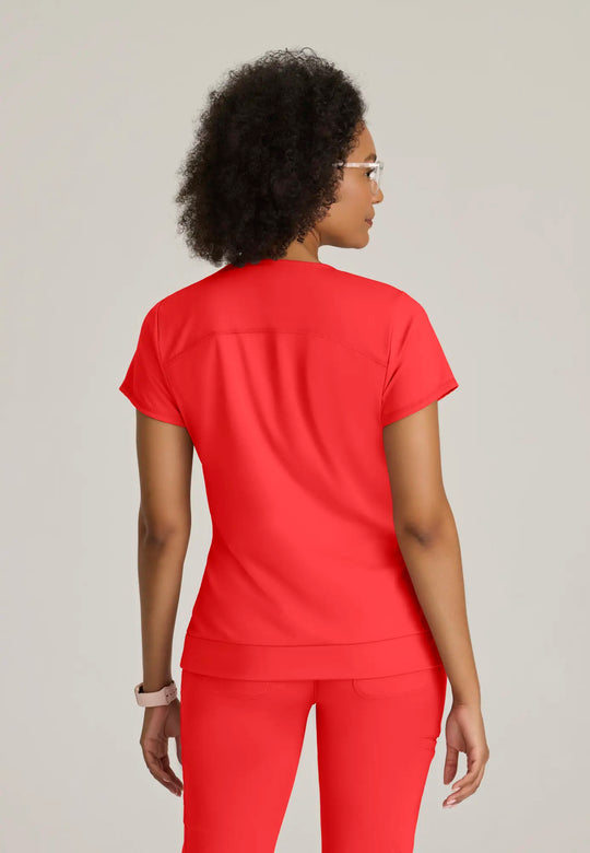 Grey's Anatomy by Barco Scrubs Women's Motivate Knit Top Radiant Coral | scrub-supply.com