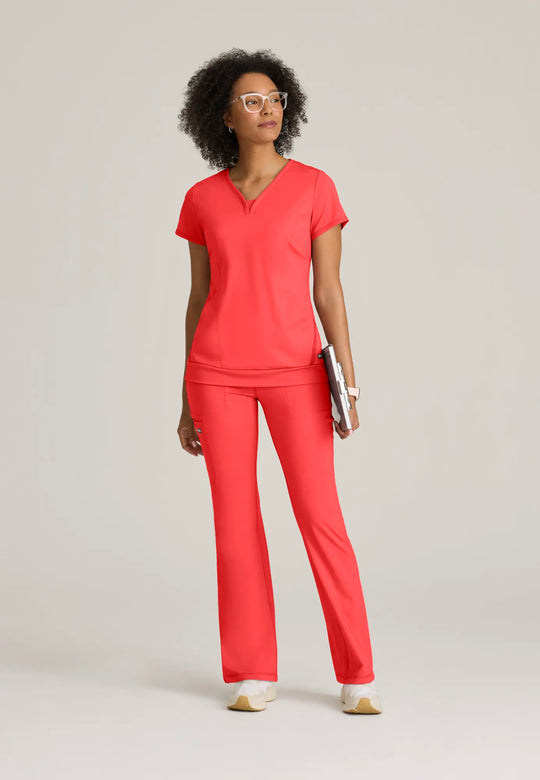 Grey's Anatomy by Barco Scrubs Women's Motivate Knit Top Radiant Coral | scrub-supply.com