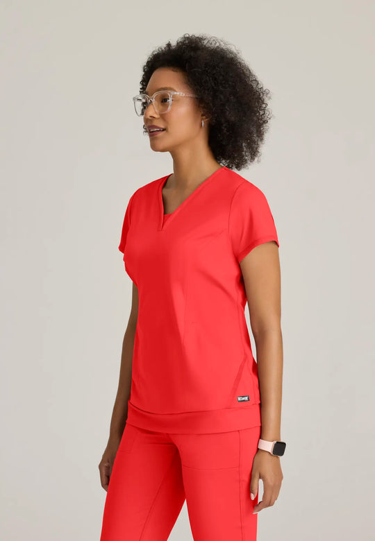 Grey's Anatomy by Barco Scrubs Women's Motivate Knit Top Radiant Coral | scrub-supply.com